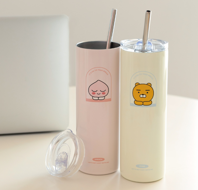 KAKAO FRIENDS Ryan and Apeach Slim Stainless Travel Tumbler