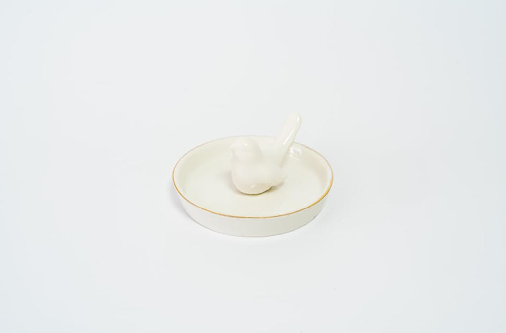 Luxury Ceramic Jewelry Tray with Decorative Figurine (1 x White Bird Center)