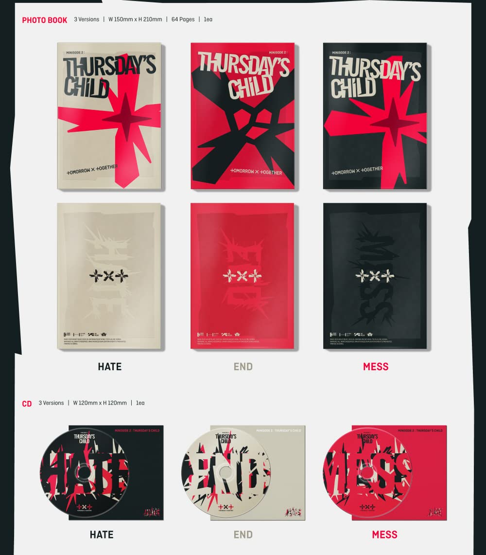 TXT TOMORROW X TOGETHER - minisode 2 : Thursday's Child 4th Mini Album (HATE+END+MESS ver. SET)