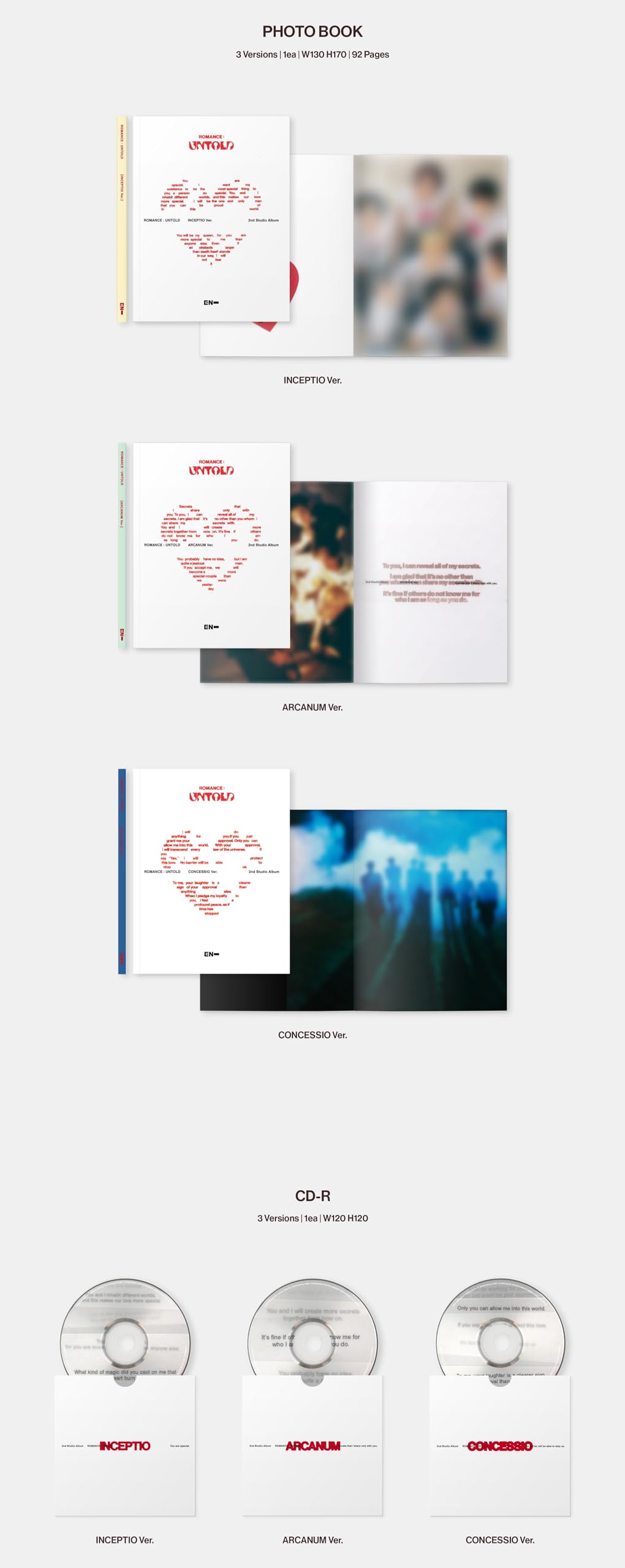 ENHYPEN ROMANCE : UNTOLD 2nd Full Album Standard 3 Ver Set