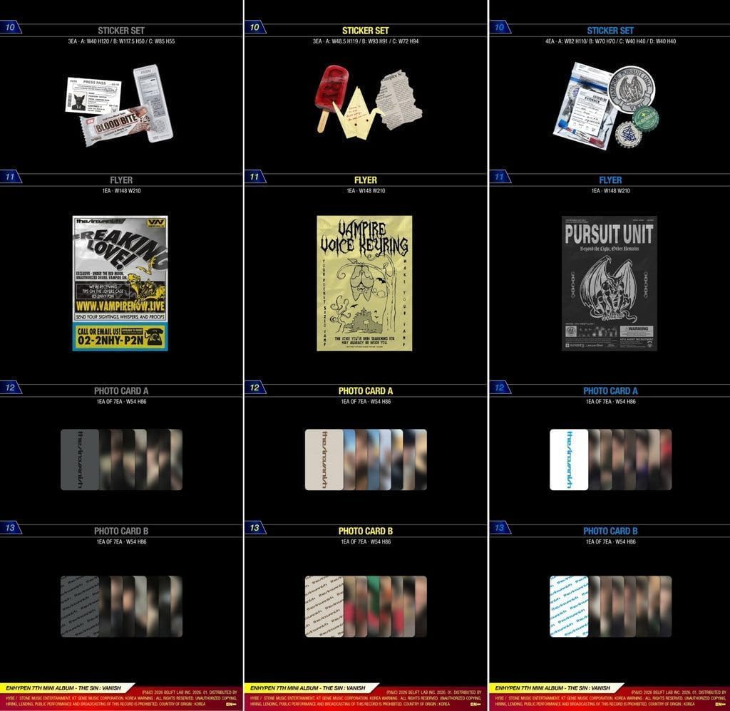 ENHYPEN THE SIN : VANISH 7th Mini Photobook Album (All 3 SET)