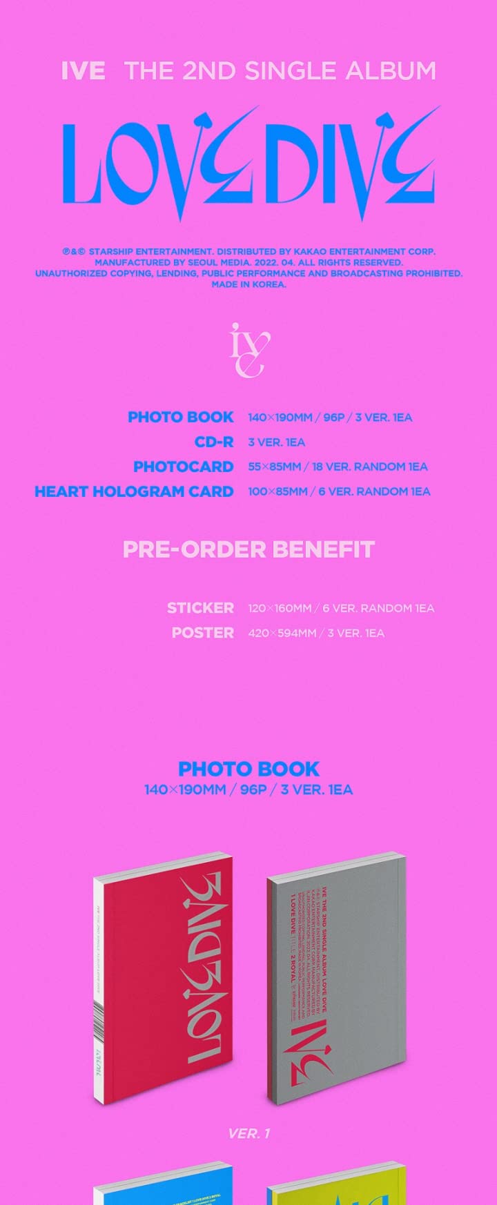 IVE LOVE DIVE 2nd Single Album (Random )
