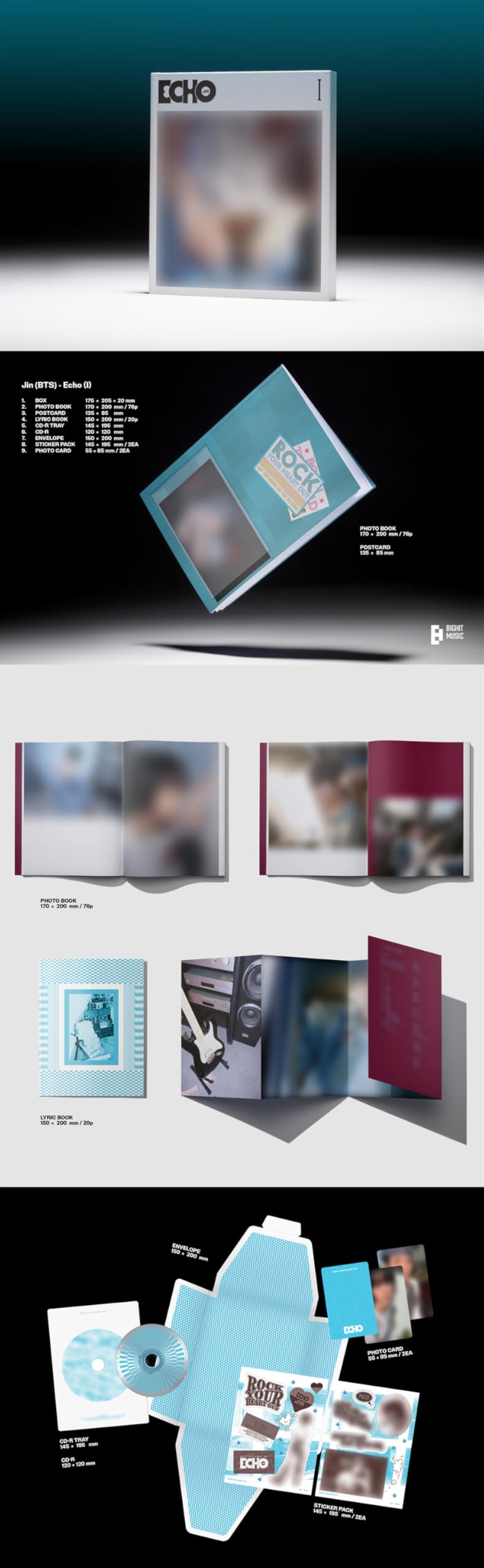 JIN for BTS – Echo 2nd Solo Mini Album (All Versions: ECHO Ⅰ + Ⅱ + Ⅲ)