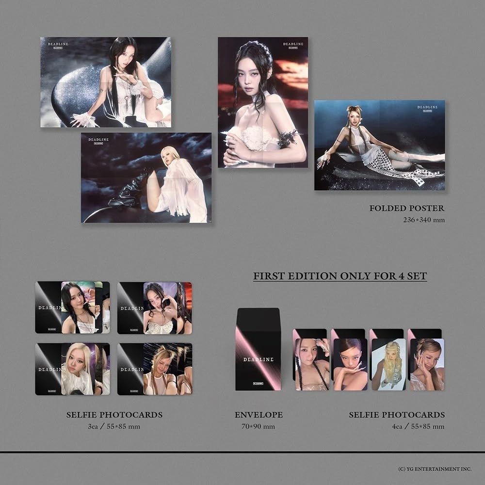 (4 Ver Set.) BLACKPINK [DEADLINE] 3rd Mini Album SILVER Ver/Full Pack