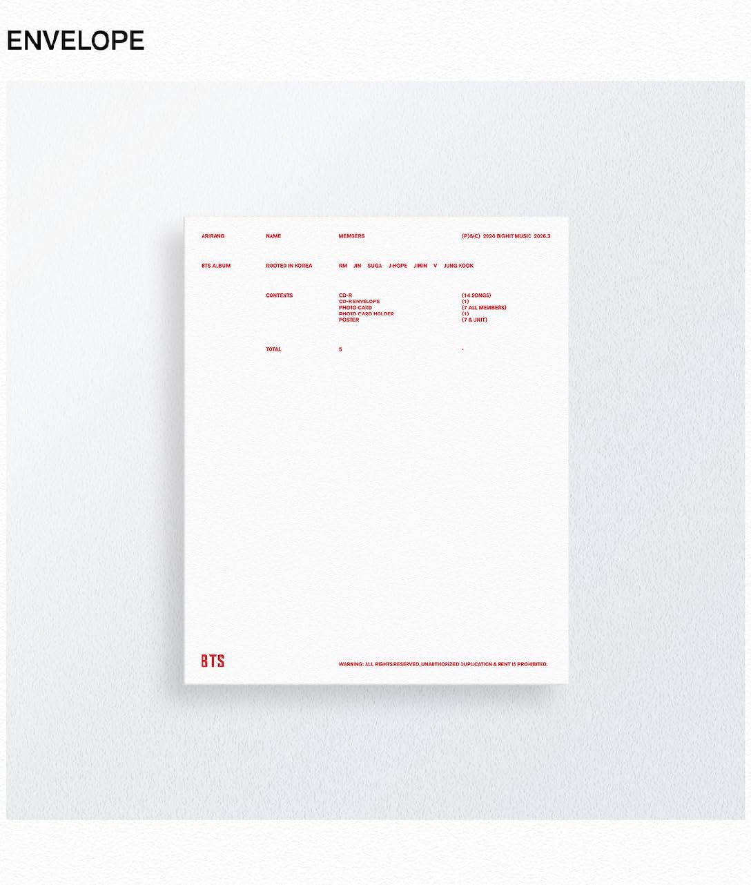 BTS The 5th Album 'ARIRANG (Rooted in Korea ver. / Rooted in Music ver.)