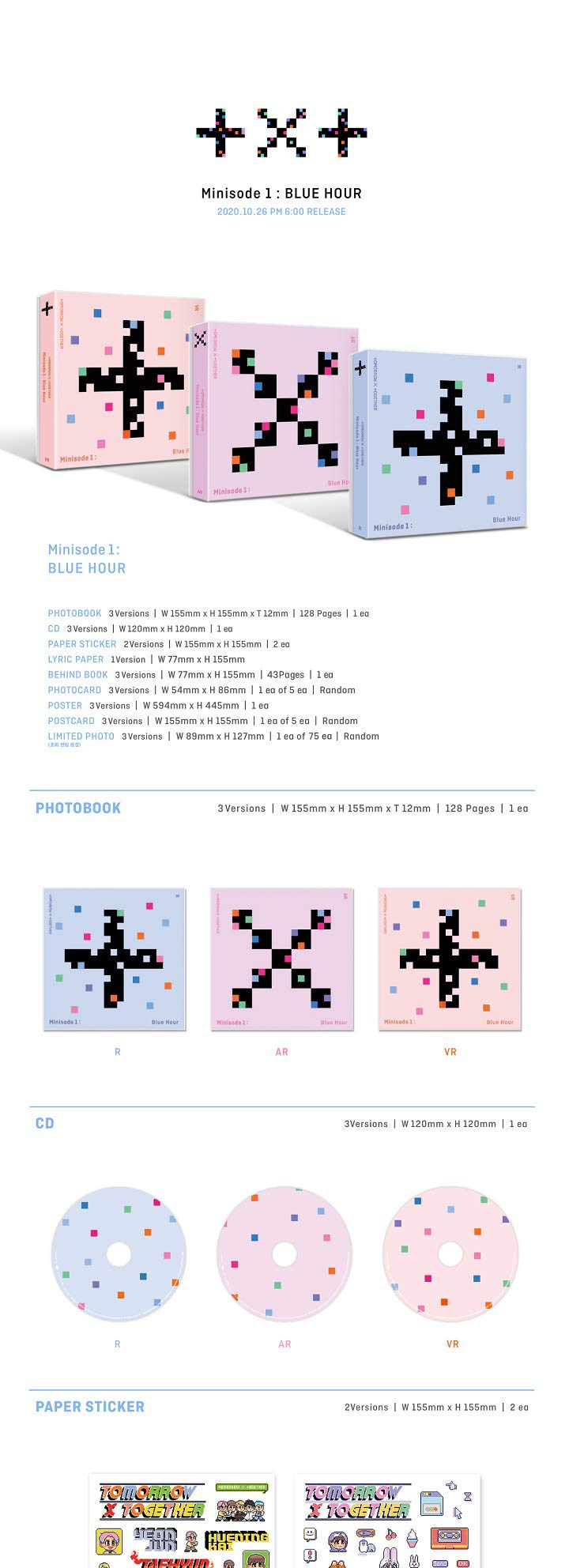 TXT Minisode 1 : Blue Hour 3rd Mini Album 3 Version SET CD