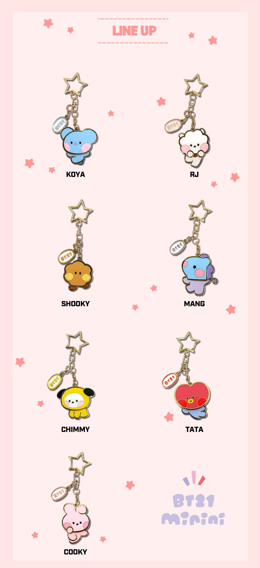 BT21 SHOOKY minini Metal Yurayura Key Chain
