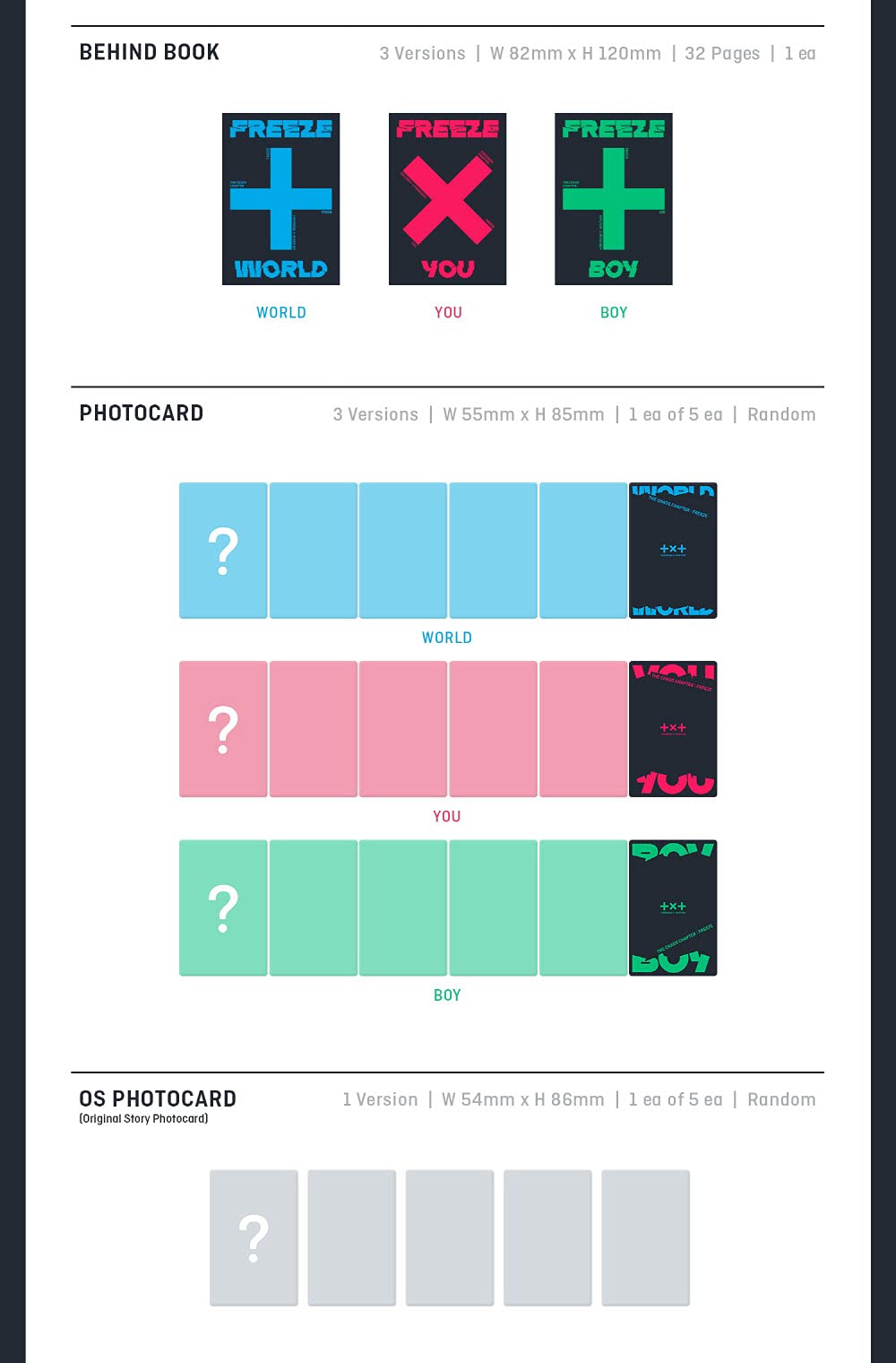 TXT - Chaos Chapter : Freeze Album  (World+You+BOY ver. Set)