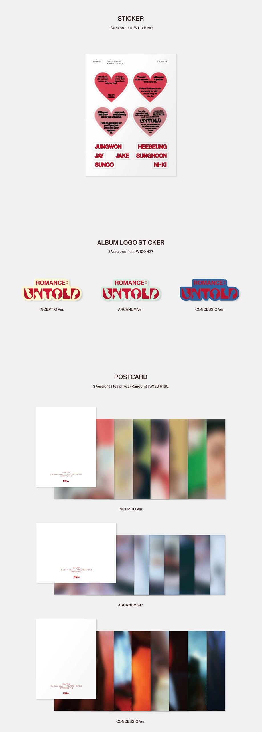 ENHYPEN ROMANCE : UNTOLD 2nd Full Album Standard 3 Ver Set