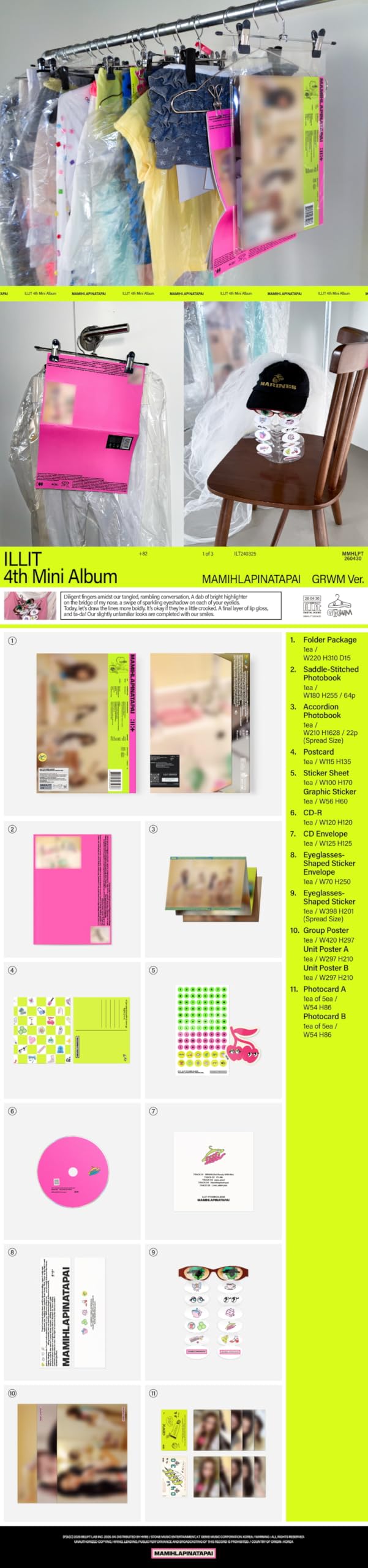 ILLIT MAMIHLAPINATAPAI 4th Mini Album Standard 3 Version Set(GRWM+IT'S ME+FREE RIDER)