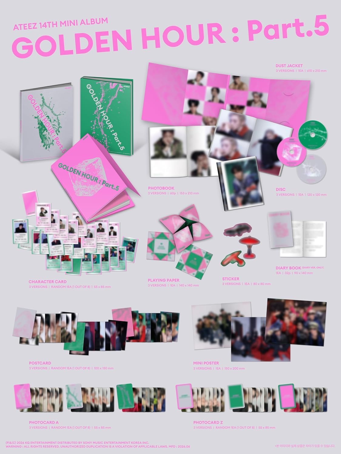 ATEEZ GOLDEN HOUR : Part.5 14th Mini Album Photobook and CD