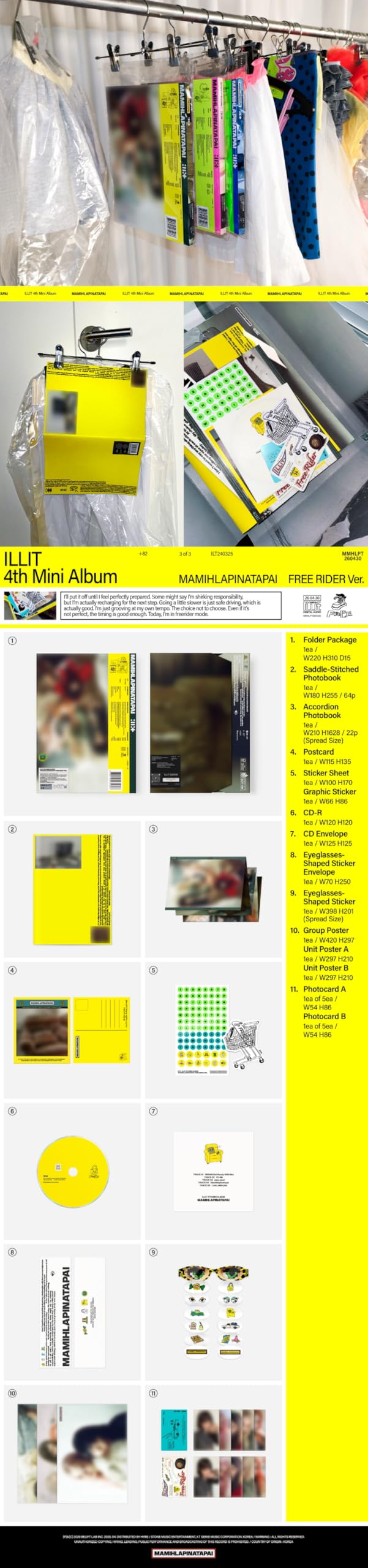 ILLIT MAMIHLAPINATAPAI 4th Mini Album Standard 3 Version Set(GRWM+IT'S ME+FREE RIDER)