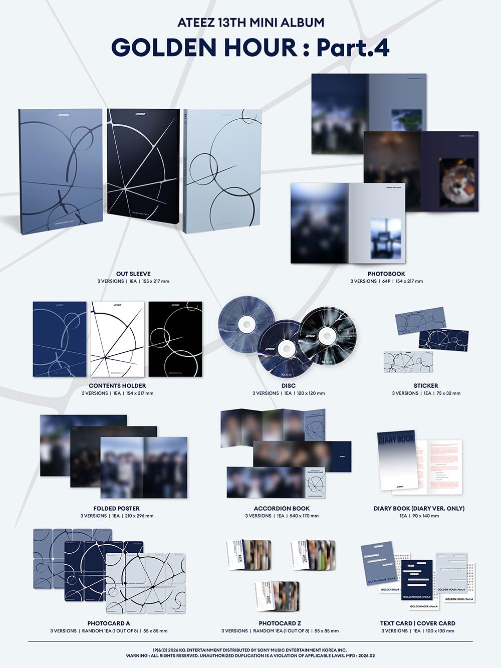 ATEEZ GOLDEN HOUR : Part.4 [Standard Ver.] 13th Mini Album (Random Ver.)