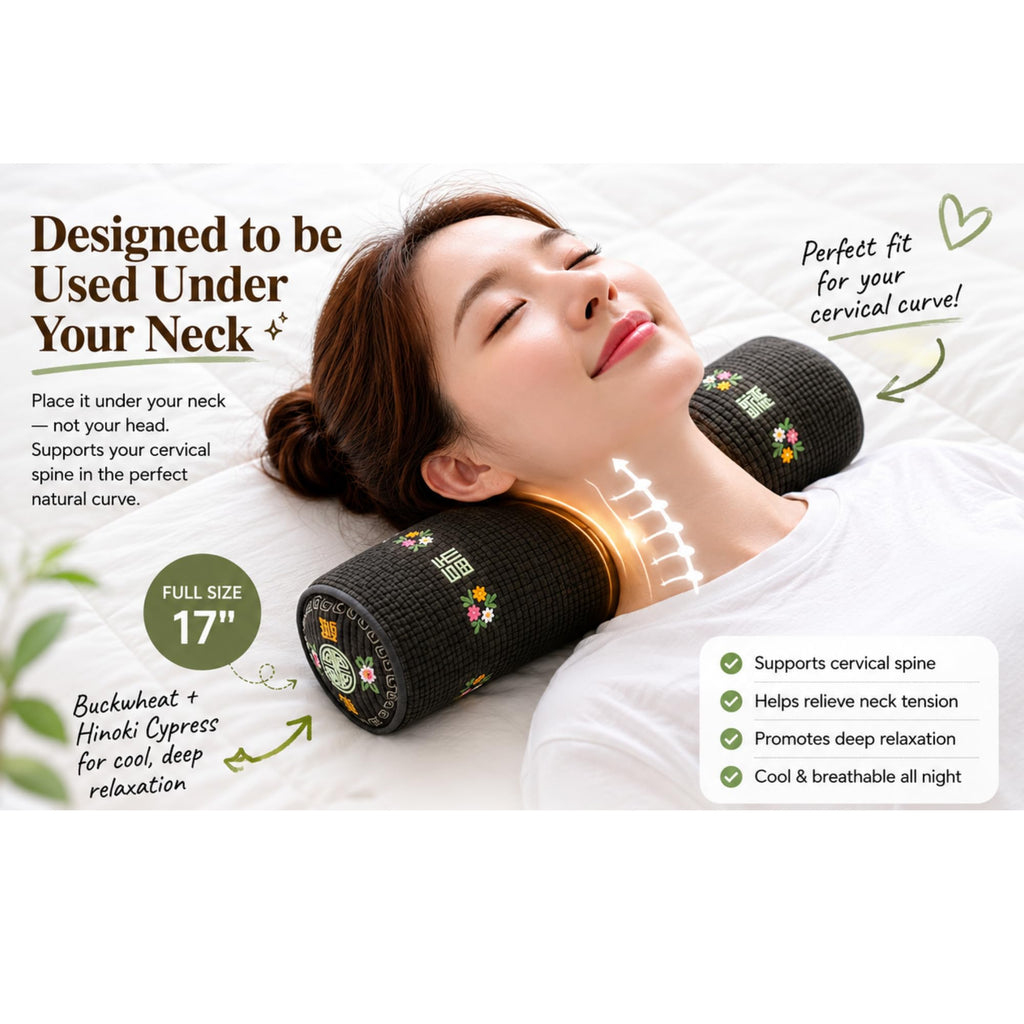 JK's Favorite Item -  Korean Buckwheat & Hinoki Cervical Pillow  - Localized 17inch + Mystery JK Poster (A3 Size)