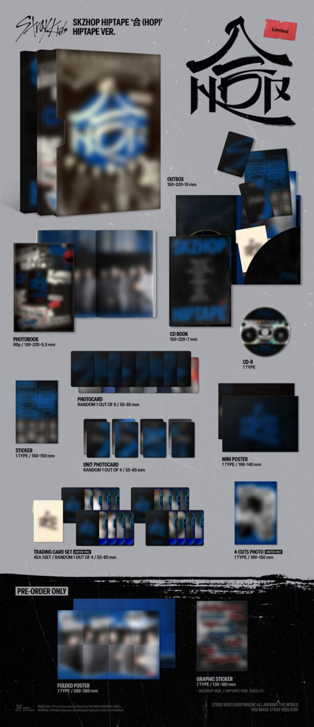 Stray Kids HOP 3-Set — complete bundle side view, factory sealed, ships from US