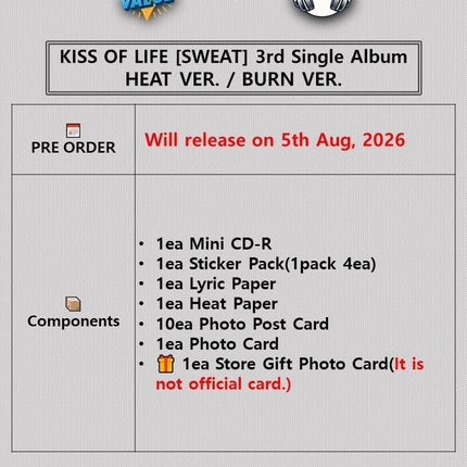 KISS OF LIFE [SWEAT] 3rd Single Album Mini CD - Random Version