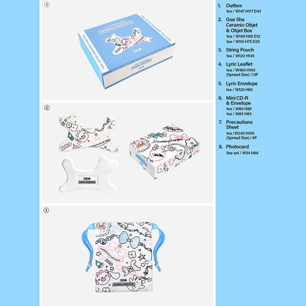 Illit MAMIHLAPINATAPAI 4th Mini Album (Gua Sha Ceramic Objet Ver.) Outbox + String Pouch + Lyric Leaflet + Mini CD-R + Precautions Sheet