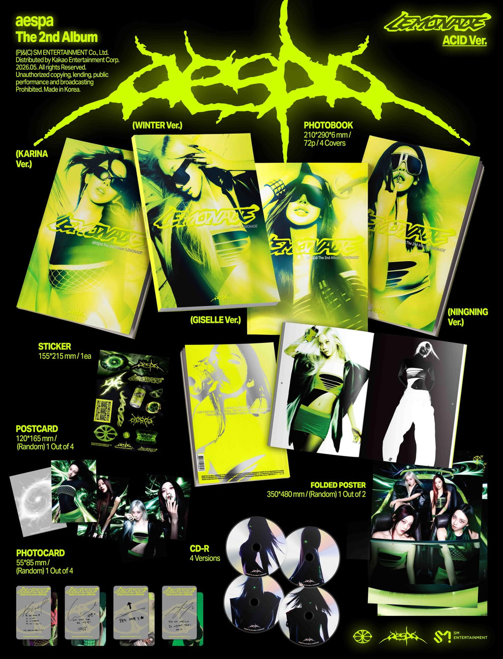 Aespa LEMONADE 2nd Album  (ACID Set : Karina+Winter+Giselle+NingNing)