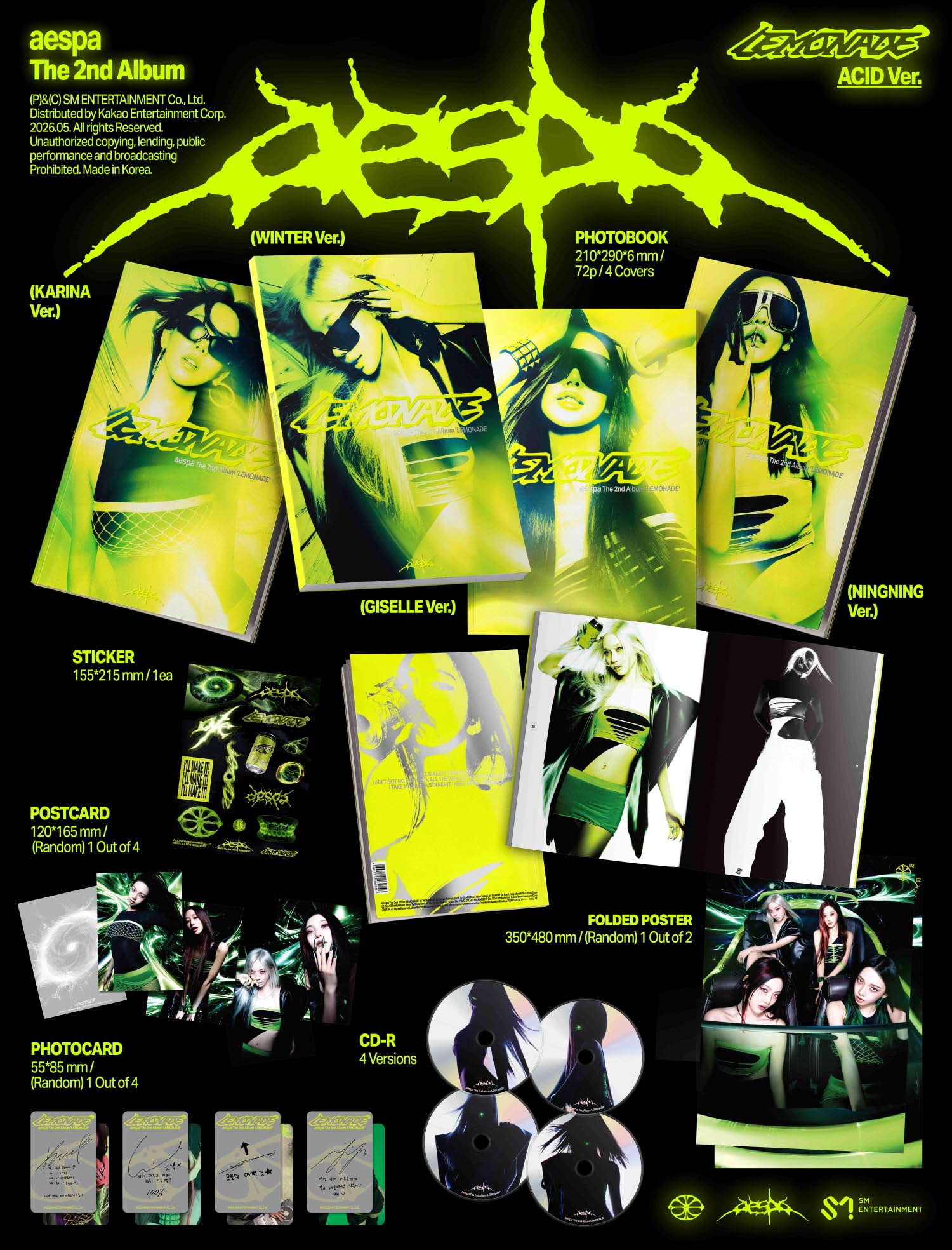 Aespa LEMONADE 2nd Album  (ACID Set : Karina+Winter+Giselle+NingNing)