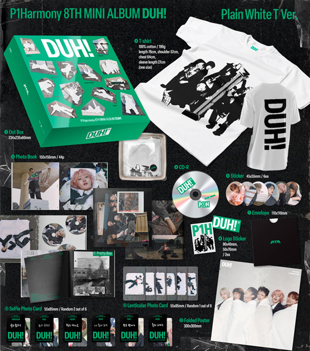 P1Harmony - DUH! 8th Mini Album (Plain White T Ver.)