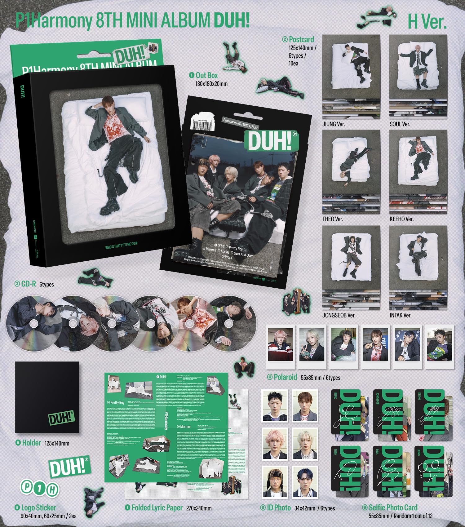 P1Harmony8th Mini Album  DUH!  [Compact/H 6 Ver Set]