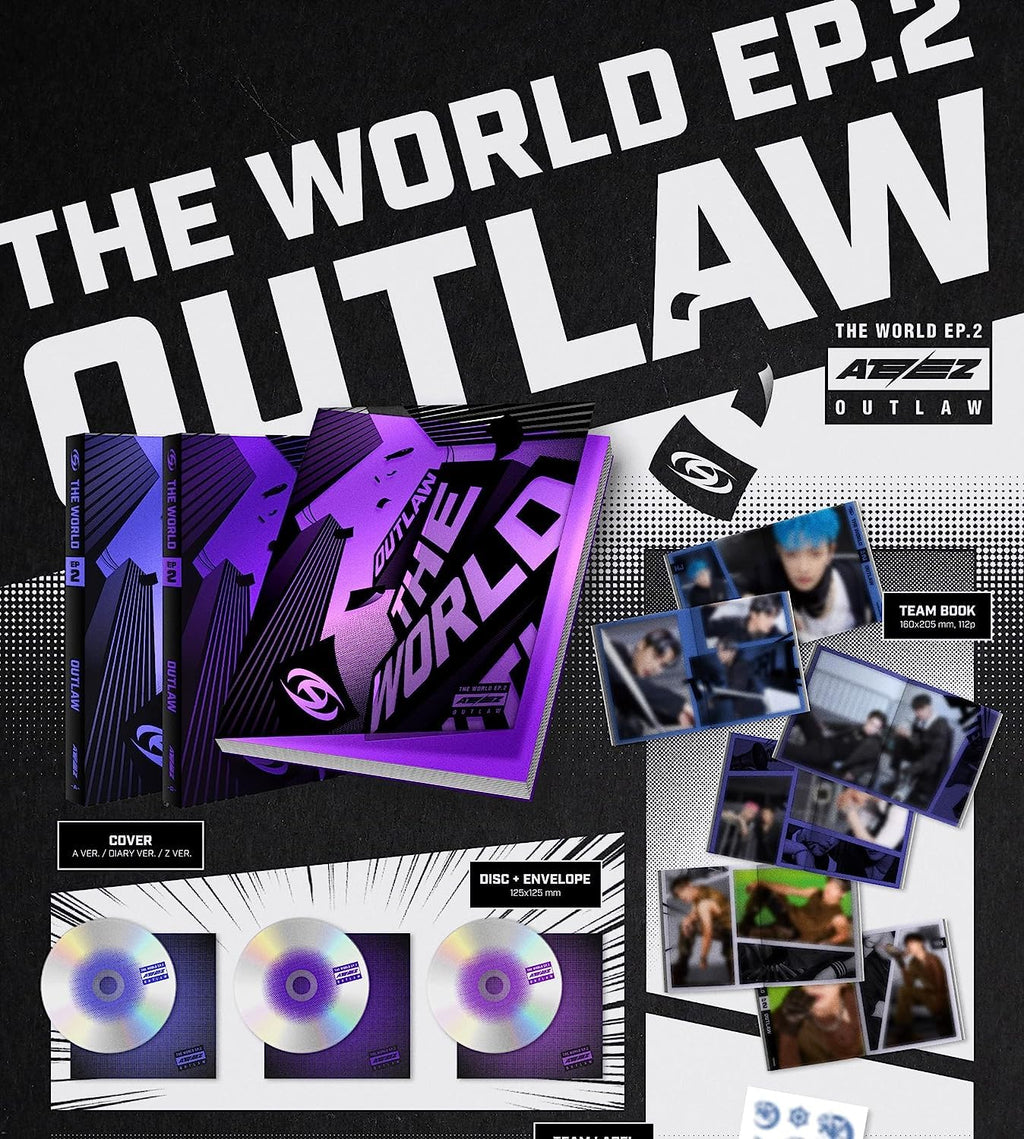 ATEEZ The World EP.2 : OUTLAW 9th Mini Album (A+Diary+Z Set the lowest price online)