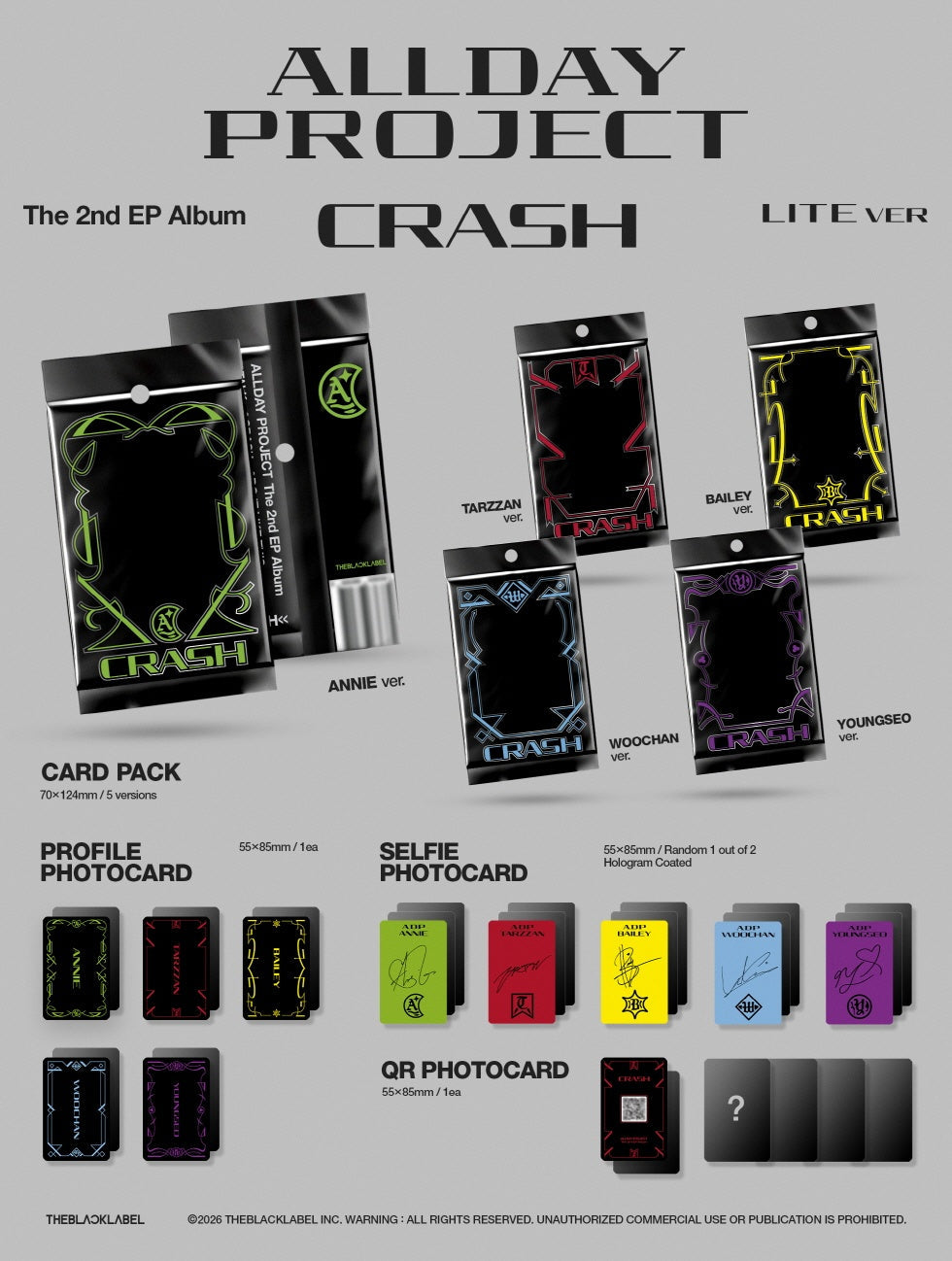 ALLDAY PROJECT - [CRASH] 2nd EP Album LITE 5 Version SET