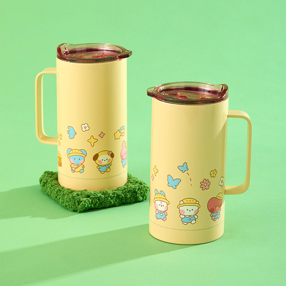 BT21 Mini Minini Picnic Mate Tumbler – 420ml Stainless Steel Mug with Handle & Lid