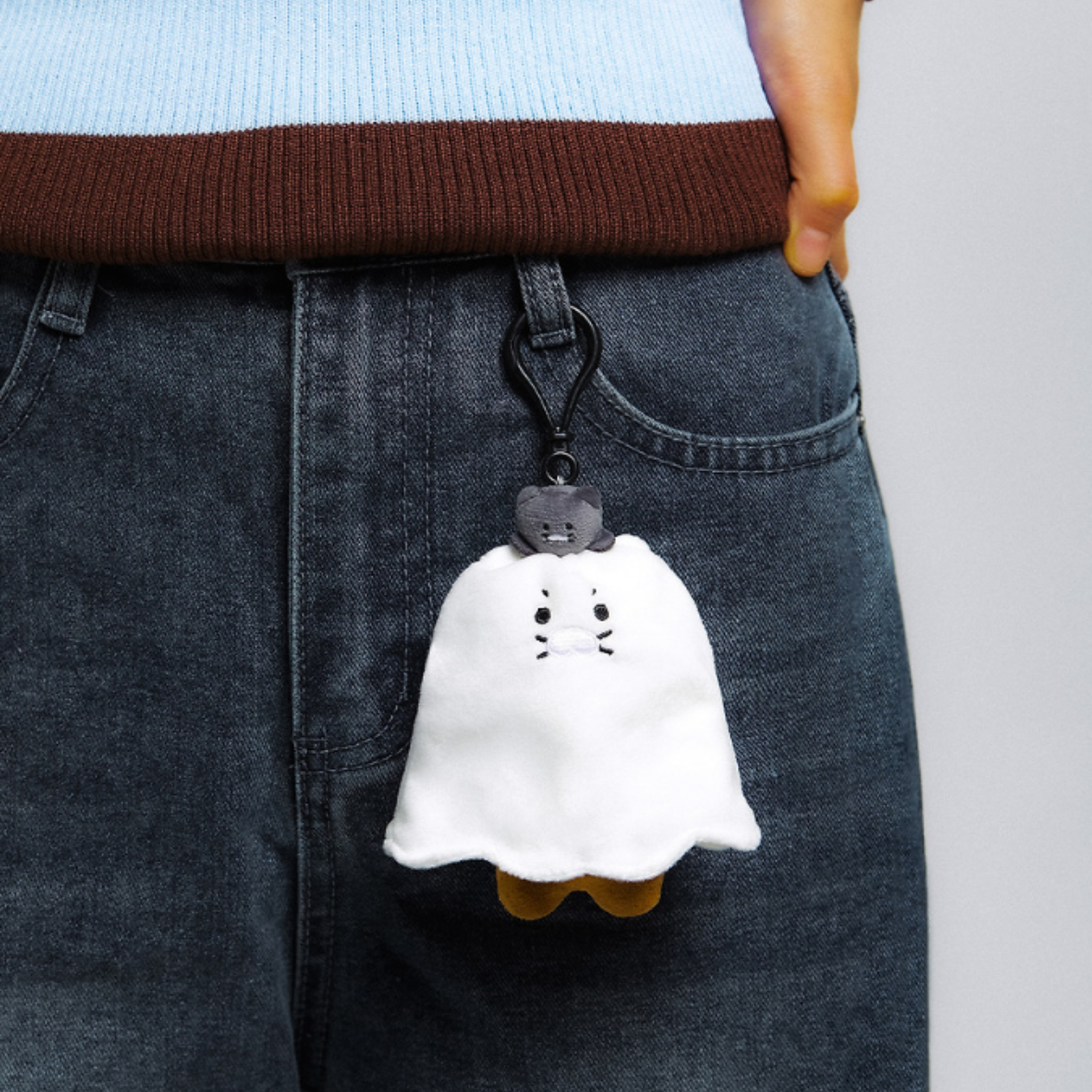 Kakao Friends Choonsik Meow Edition Ghost Keyring Plush