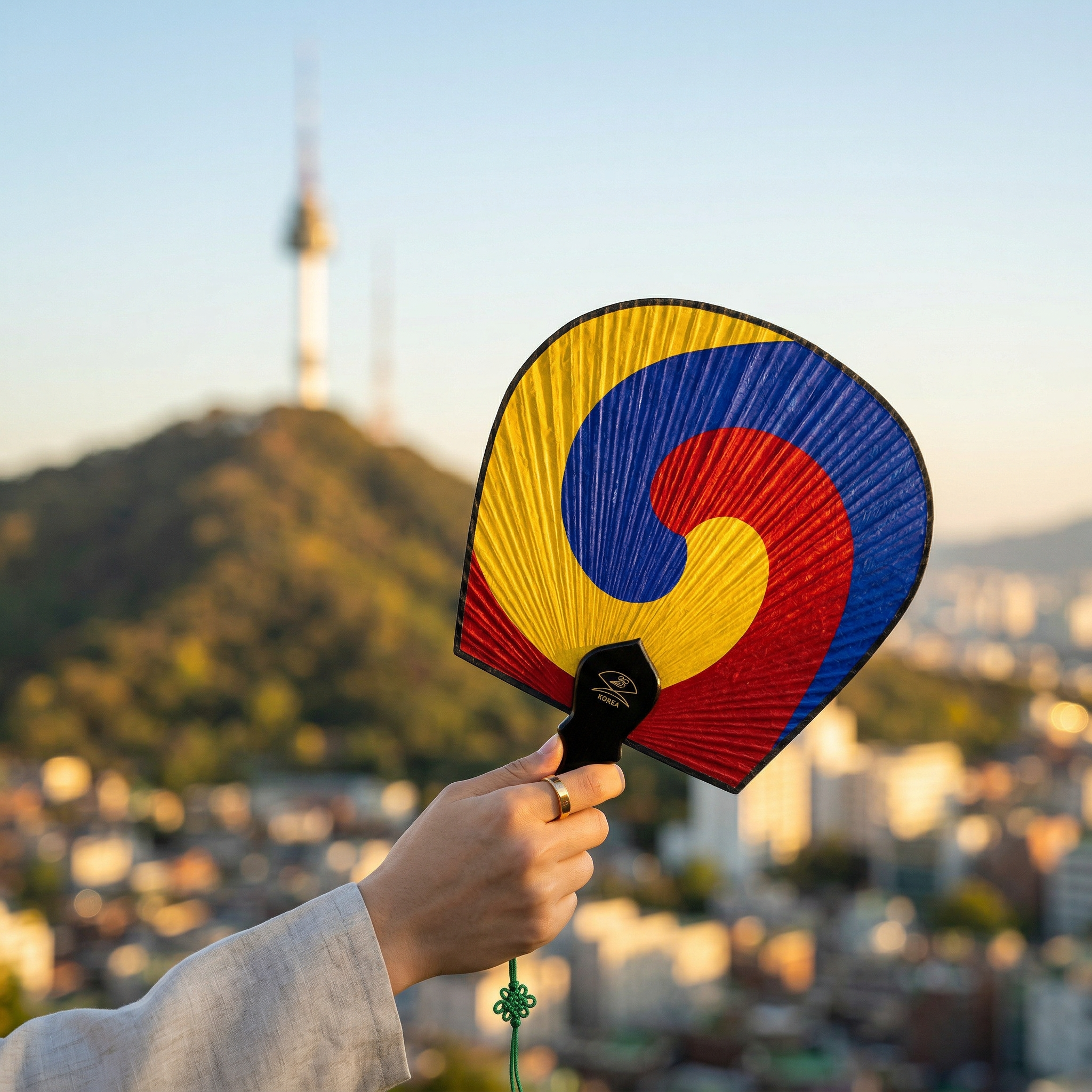 Traditional Korean Fan - as featured in BTS 2.0 MV style (1 Fan,  1 Pouch and random photocard included)