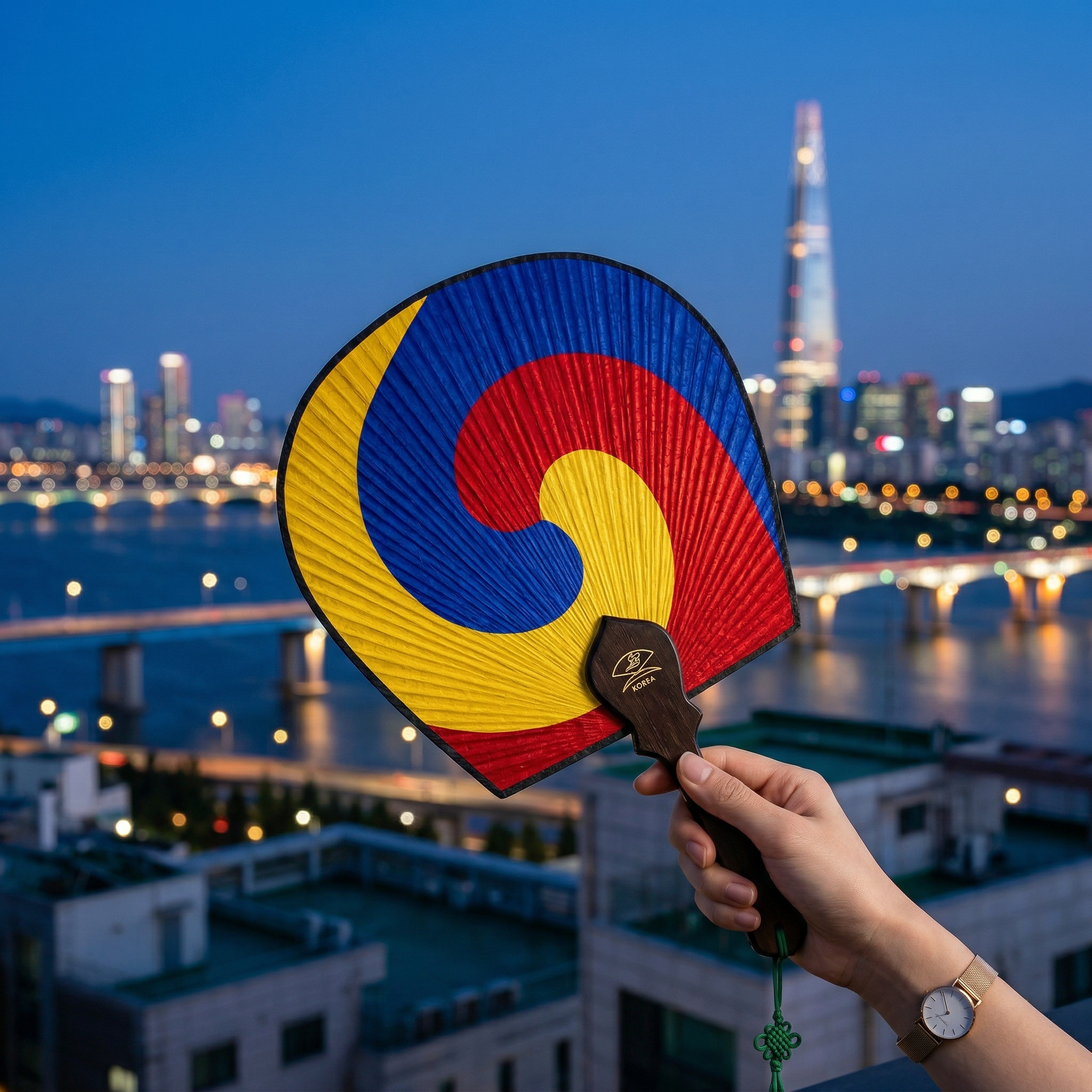 Traditional Korean Fan - as featured in BTS 2.0 MV style (1 Fan,  1 Pouch and random photocard included)