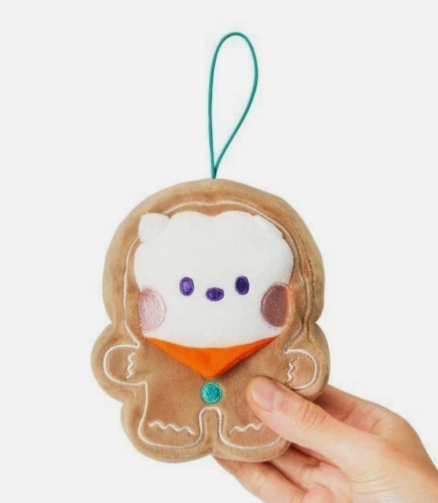 BT21 RJ Official Merchandise Baby RJ Plush Gift Set – Christmas Ornament + Keychain + JIN Photocard Included