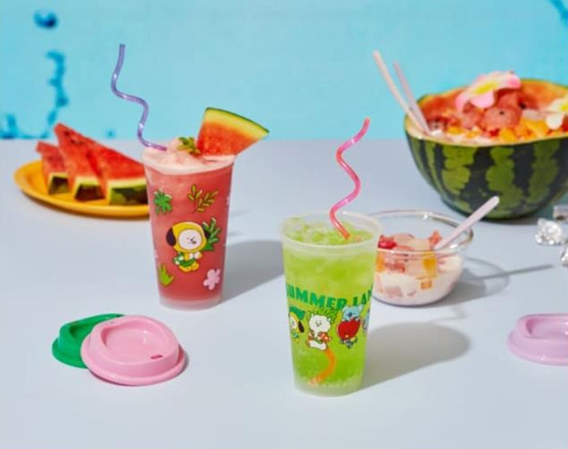 BT21 Summer Cold Cup (3p) + Summer Rain Keyring + Photocard Freebies